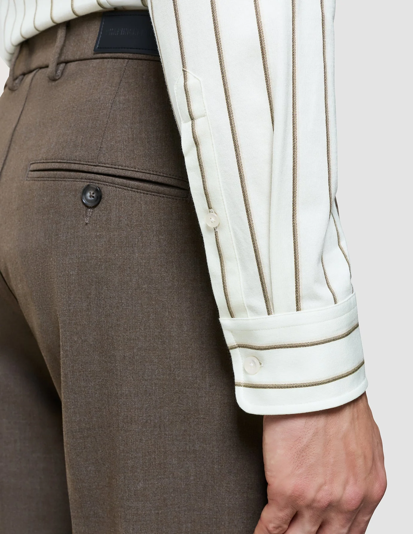 Classic Shirt Sand Herringbone Stripes Regular - Image 6