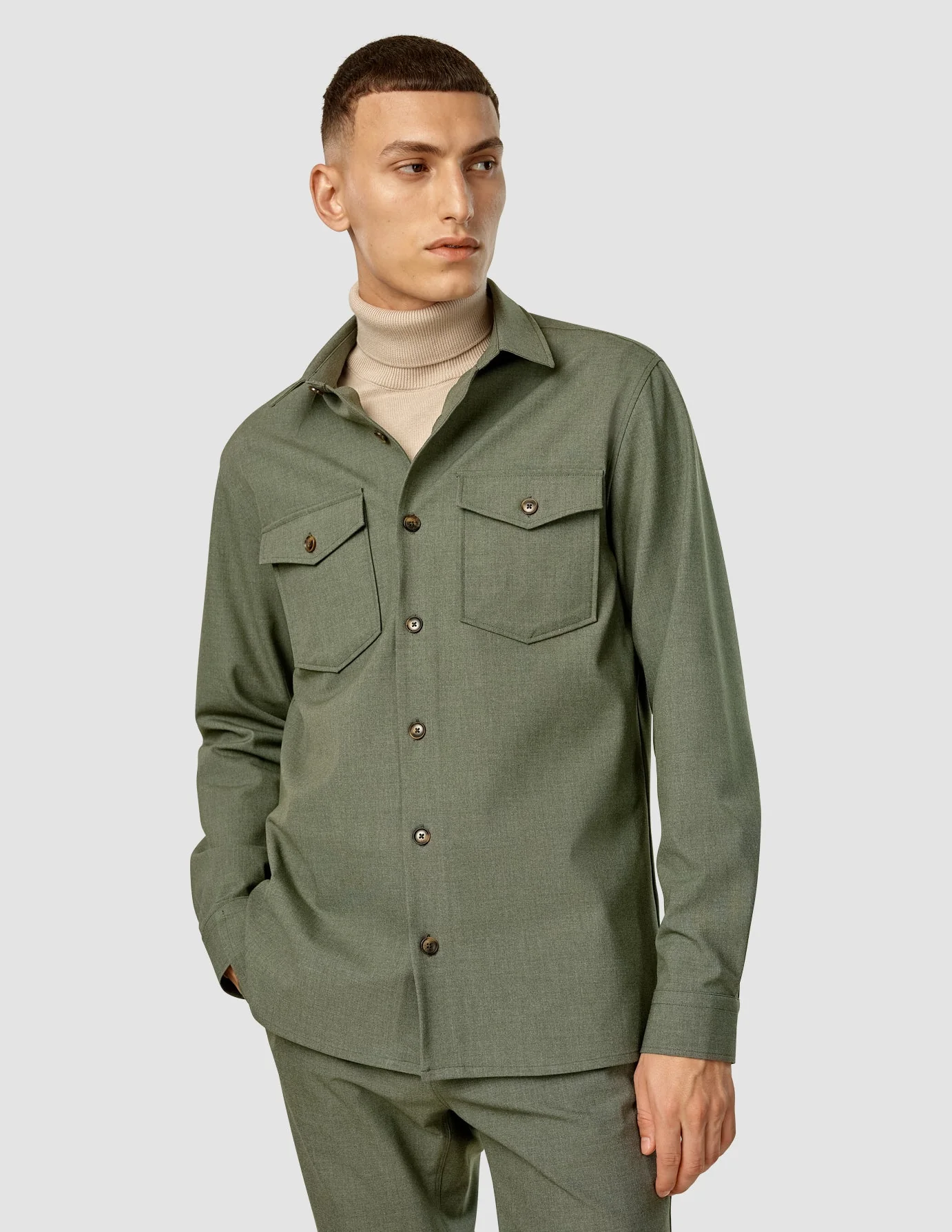 Essential Overshirt Nightfall Green Melange - Image 7