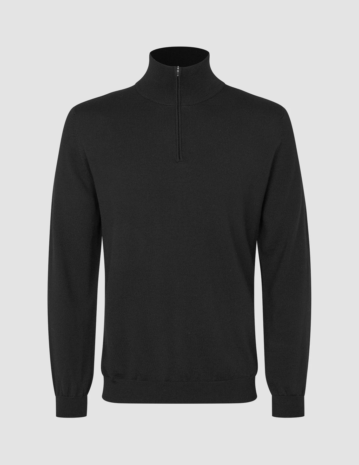 Seamless Premium Merino Knit Half Zip Black - Image 3