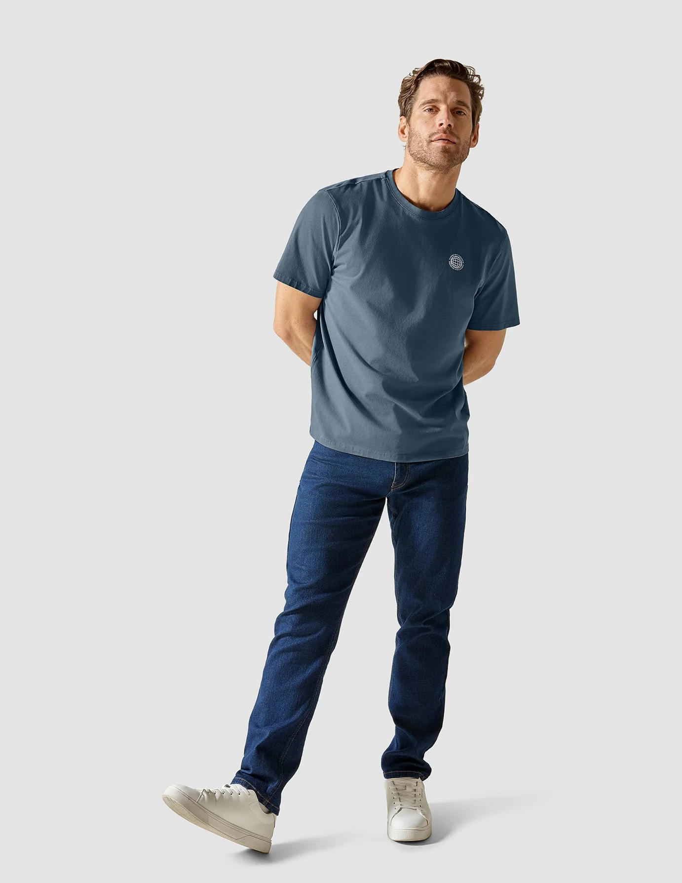Supima T-shirt Box Fit Globe Blue Mirage - Image 4