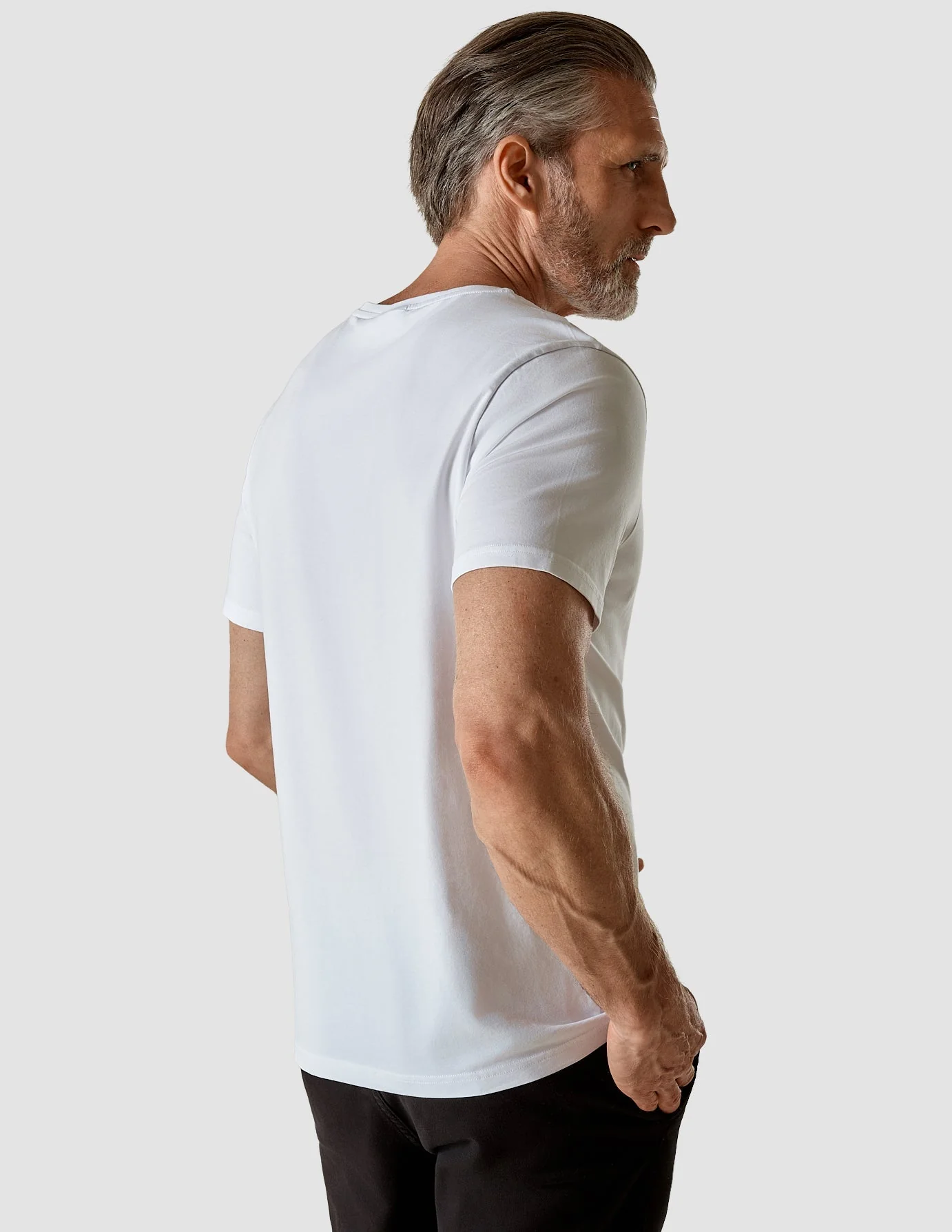 Supima T-shirt White V-Neck - Image 4