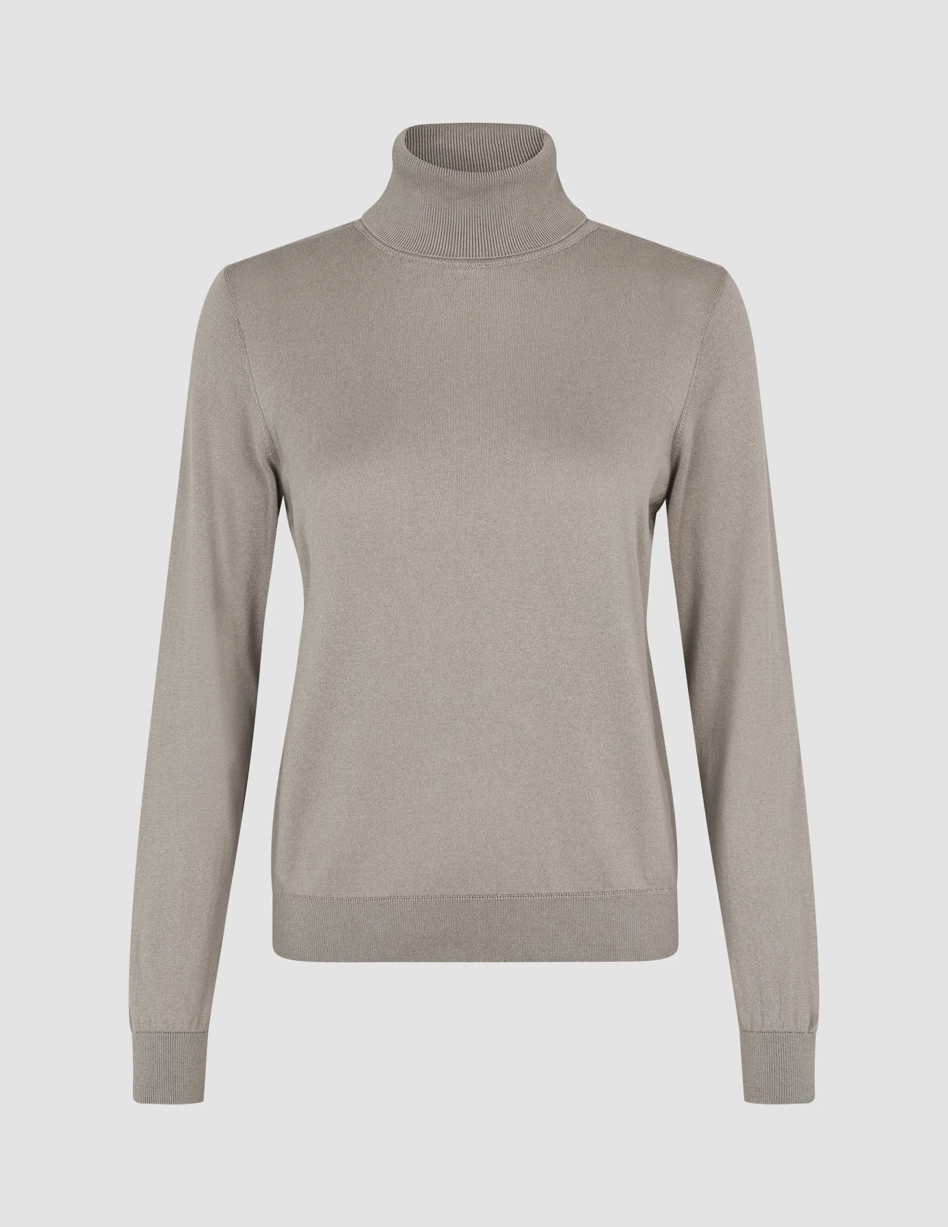 Fine Knit Turtleneck Dark Sand - Image 3